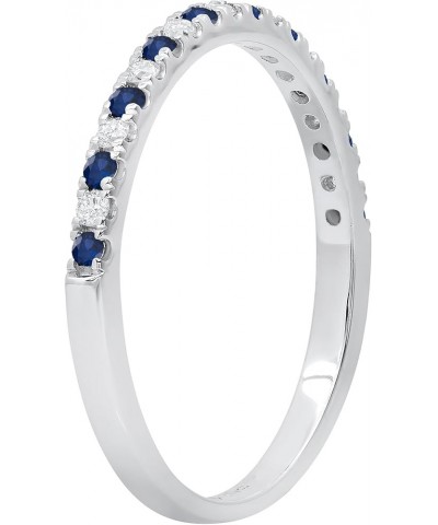 Round Alternate Gemstone & White Diamond Stackable Anniversary Band for Women in 925 Sterling Silver 5 Blue Sapphire $45.79 R...