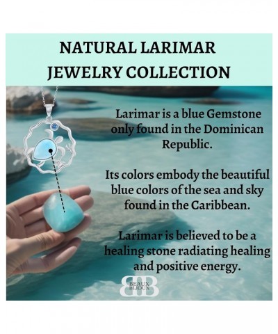 Natural Larimar Necklace for Women - Sailboat, Crab, Seahorse,  Beach Necklaces for Women - Larimar Gemstone Pendants Necklac...