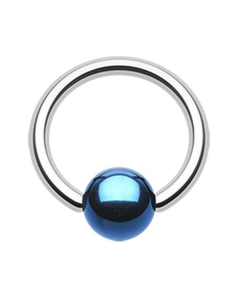 Colorline PVD Ball Ends Steel Captive Bead Ring 14GA, L: 10mm, Ball: 5mm, Blue $10.19 Body Jewelry