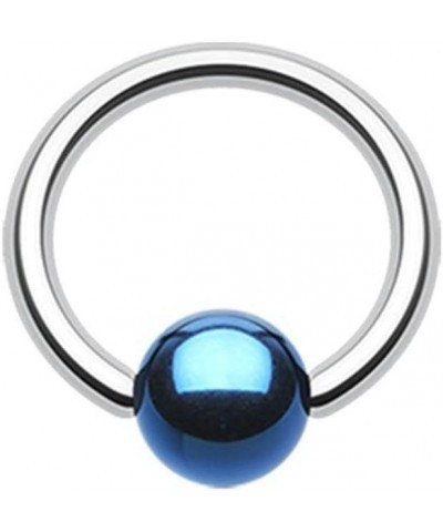 Colorline PVD Ball Ends Steel Captive Bead Ring 14GA, L: 10mm, Ball: 5mm, Blue $10.19 Body Jewelry