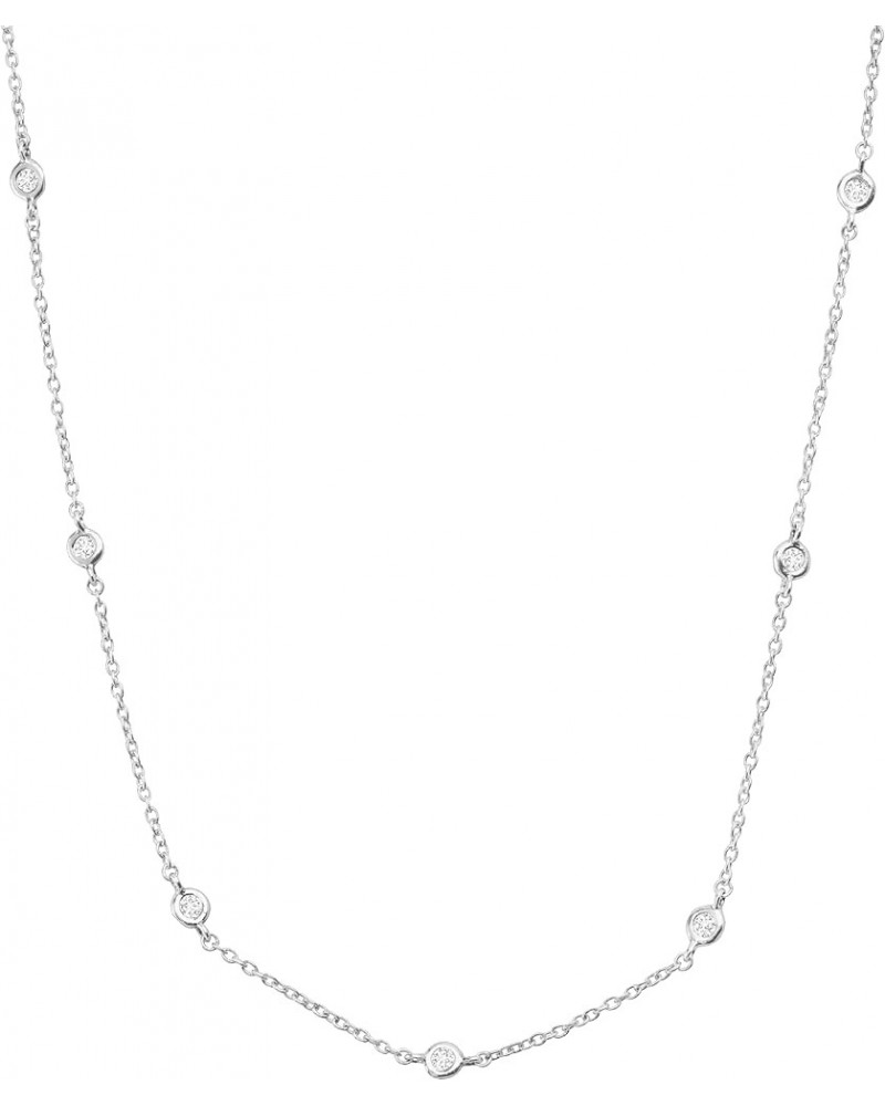 'Allium' Circular Station Necklace with Cubic Zirconia in Sterling Silver 18 Inches $24.20 Necklaces