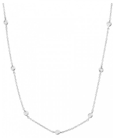 'Allium' Circular Station Necklace with Cubic Zirconia in Sterling Silver 18 Inches $24.20 Necklaces