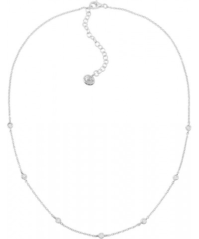 'Allium' Circular Station Necklace with Cubic Zirconia in Sterling Silver 18 Inches $24.20 Necklaces