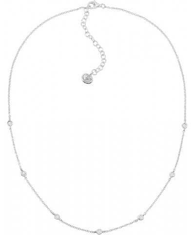 'Allium' Circular Station Necklace with Cubic Zirconia in Sterling Silver 18 Inches $24.20 Necklaces