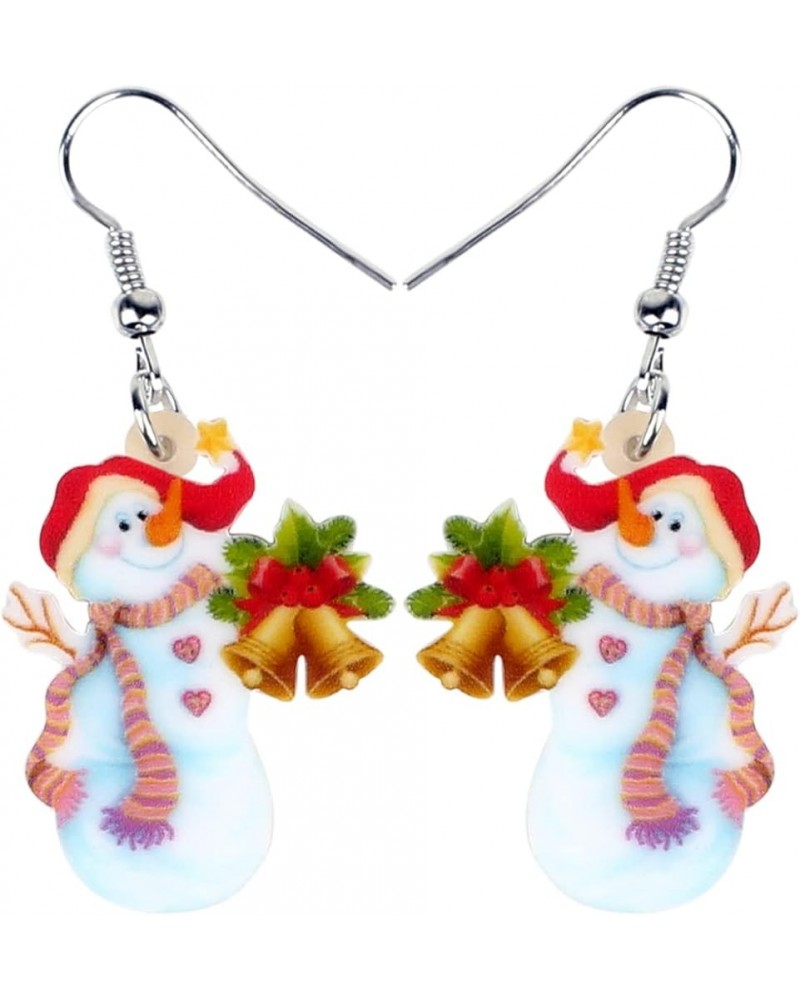 Cute Acrylic Cartoon Christmas Snowman Earrings Drop Dangle Decoration Costumes Jewelry For Women Girls Gift New Year Berry $...