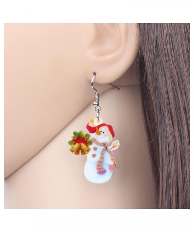 Cute Acrylic Cartoon Christmas Snowman Earrings Drop Dangle Decoration Costumes Jewelry For Women Girls Gift New Year Berry $...