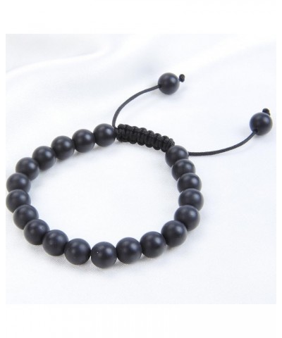 Natural Healing Power Gemstone Crystal Beads Unisex Adjustable Macrame Bracelets Matte Onyx 6mm $14.45 Bracelets