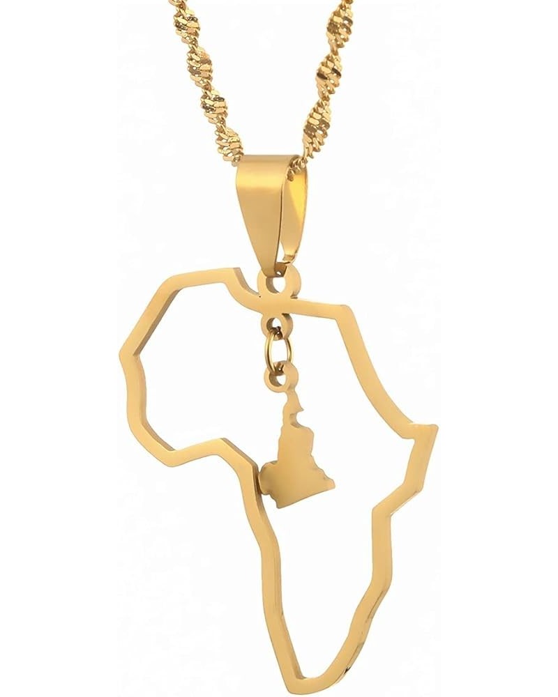 Hip-hop Africa Map Pendant Necklace Jewelry Ghana Nigeria Cameroon Kenya Jamaica Congo Cameroon Gold $7.83 Necklaces