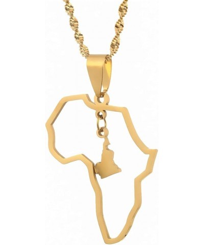 Hip-hop Africa Map Pendant Necklace Jewelry Ghana Nigeria Cameroon Kenya Jamaica Congo Cameroon Gold $7.83 Necklaces