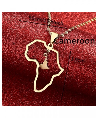 Hip-hop Africa Map Pendant Necklace Jewelry Ghana Nigeria Cameroon Kenya Jamaica Congo Cameroon Gold $7.83 Necklaces