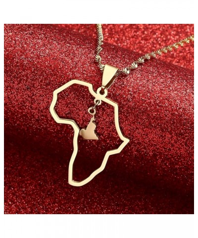 Hip-hop Africa Map Pendant Necklace Jewelry Ghana Nigeria Cameroon Kenya Jamaica Congo Cameroon Gold $7.83 Necklaces