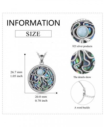 Octopus Abalone Shell Necklace Larimar Pendant 925 Sterling Silver Jewelry Gifts for Women Girls $24.18 Necklaces