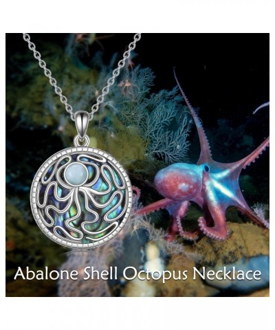 Octopus Abalone Shell Necklace Larimar Pendant 925 Sterling Silver Jewelry Gifts for Women Girls $24.18 Necklaces