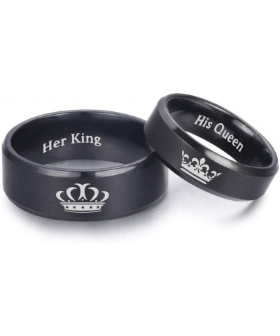 King and Queen Rings for Couples - 2pcs His Hers Stainless Steel Matching Ring Sets for Him and Her - Promise Engagement Wedd...