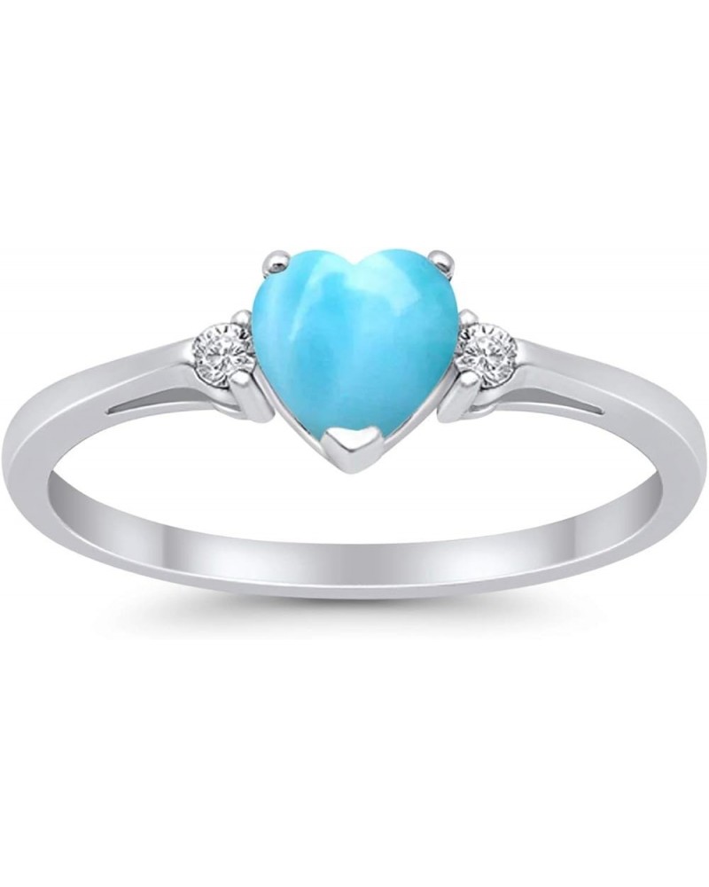 Wedding Engagement Heart Promise Ring Simulated Cubic Zirconia 925 Sterling Silver Simulated Larimar $11.72 Rings