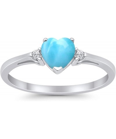 Wedding Engagement Heart Promise Ring Simulated Cubic Zirconia 925 Sterling Silver Simulated Larimar $11.72 Rings