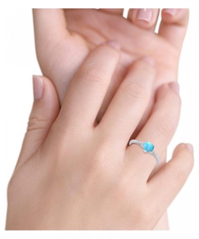 Wedding Engagement Heart Promise Ring Simulated Cubic Zirconia 925 Sterling Silver Simulated Larimar $11.72 Rings