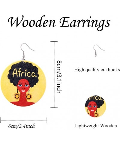 20Pairs African Wooden Earrings for Women Round Wood Painted Earring Drop Earring Ethnic Style A20P $10.92 Earrings