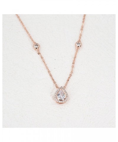 Sterling Silver Waterdrop Pear Shape Pendant Droplet Necklace Rose Gold $9.31 Necklaces