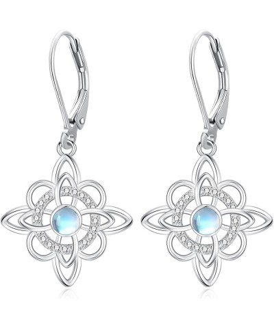 925 Sterling Silver Earrings Cat/Tree of Life/Moonstone/Teardrop Filigree Dangle Drop Leverback Earrings for Women Girls G-Ce...