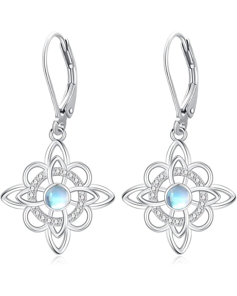 925 Sterling Silver Earrings Cat/Tree of Life/Moonstone/Teardrop Filigree Dangle Drop Leverback Earrings for Women Girls G-Ce...