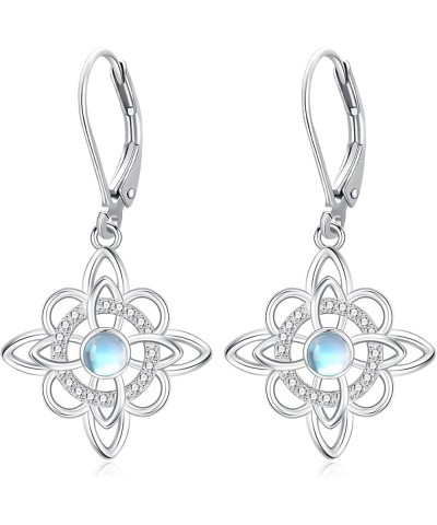 925 Sterling Silver Earrings Cat/Tree of Life/Moonstone/Teardrop Filigree Dangle Drop Leverback Earrings for Women Girls G-Ce...