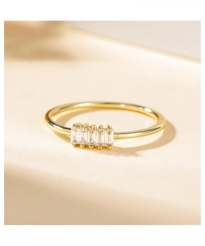 1.5mm Eternity Ring 14k Gold Plated Stacking Ring Baguette Cubic Zirconia Petite Wedding Band for Women Size 3-12 Gold $10.25...