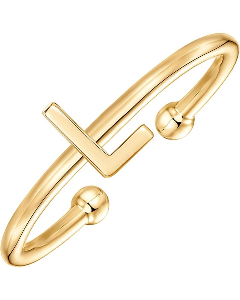 14K Gold Plated Initial Adjustable Ring | Womens Initial Ring | Fasion Ring Women L $10.33 Rings