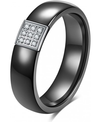 Ceramic Wedding Band Ring for Women Stackable Rings, Polished Ceramic with Cubic Zirconia fit Anniversary 7 Black $8.84 Rings