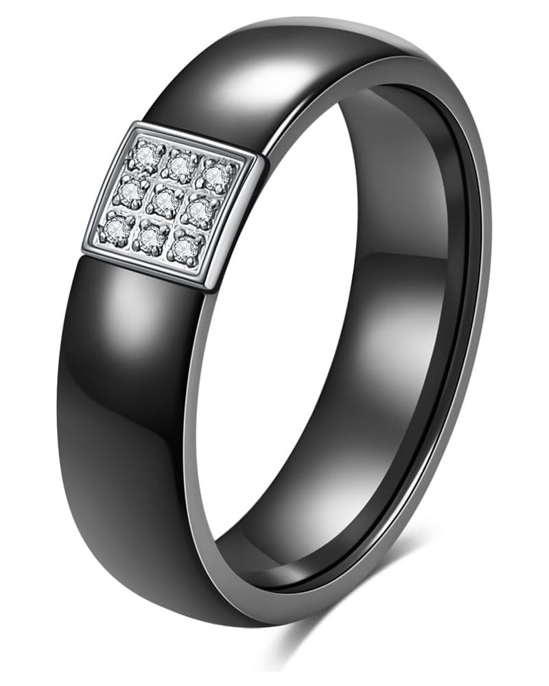 Ceramic Wedding Band Ring for Women Stackable Rings, Polished Ceramic with Cubic Zirconia fit Anniversary 7 Black $8.84 Rings