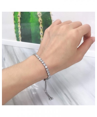 Women's Slider Tennis Chain Crystal Bracelet Gold Silver 4MM Crystal Zirconia Shiny Crystal Slip Full Diamond Jewelry Bracele...