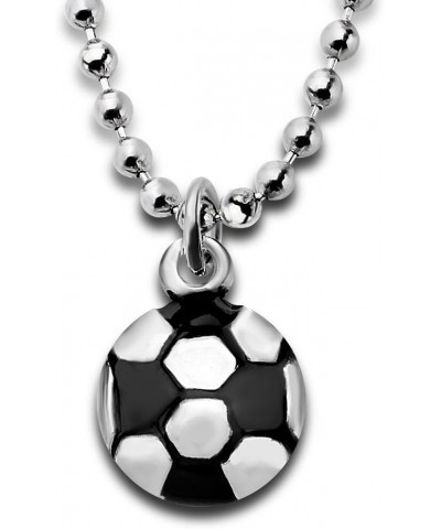 Silver & Black Soccer Ball Necklace Ball Chain (30") $8.83 Necklaces