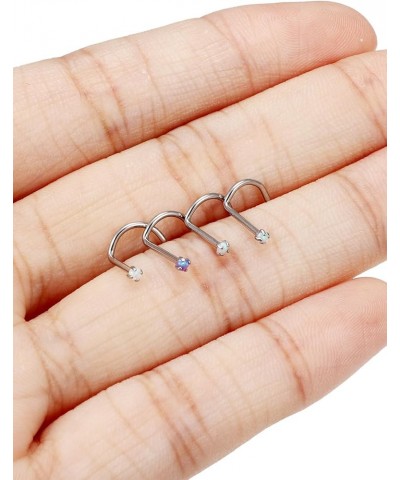 18G 20G 22G F136 Titanium Nose Rings Studs Opal Nose Studs L Shaped Straight Screw Nose Ring Stud Opal Pins Nose Piercing Jew...