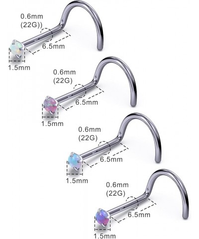 18G 20G 22G F136 Titanium Nose Rings Studs Opal Nose Studs L Shaped Straight Screw Nose Ring Stud Opal Pins Nose Piercing Jew...