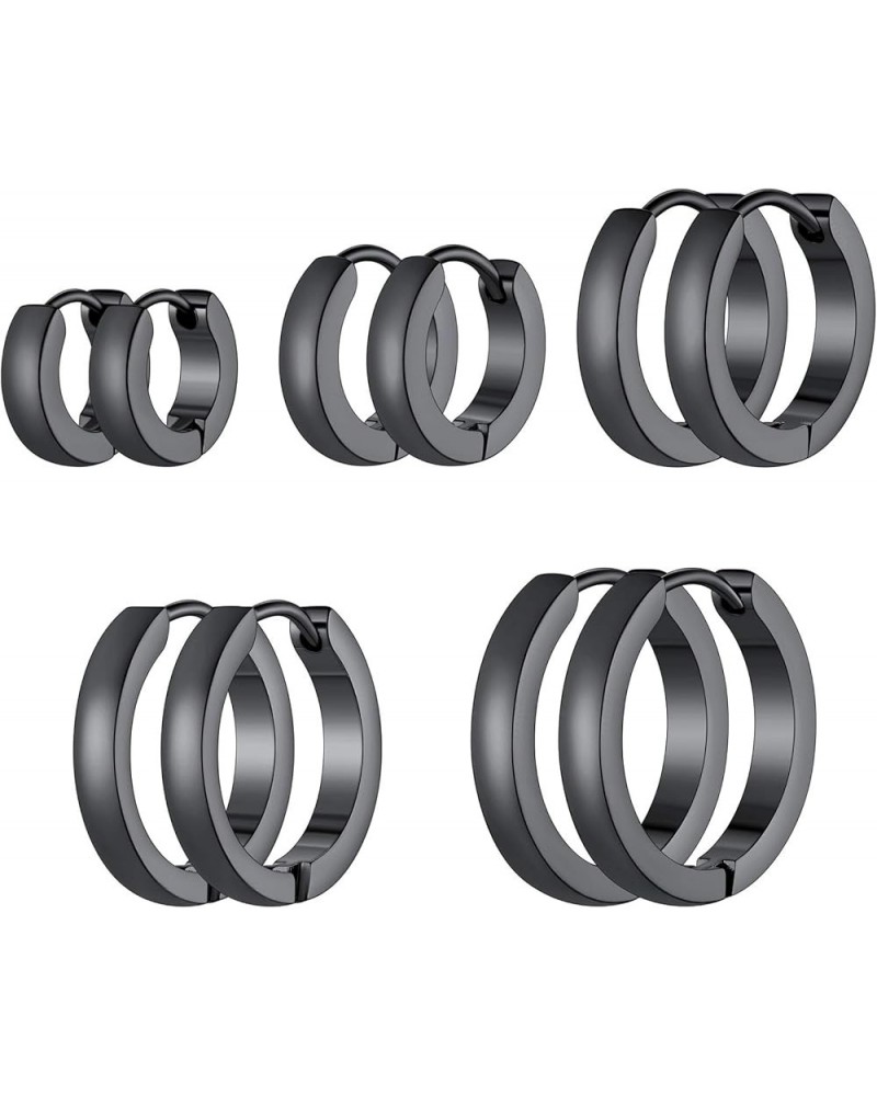 Classic 3/4/5 Pairs Hoop Earrings Set for Men and Women 3mm Wide Stainless Steel Huggie Hoop Earring Hypoallergenic Minimalis...