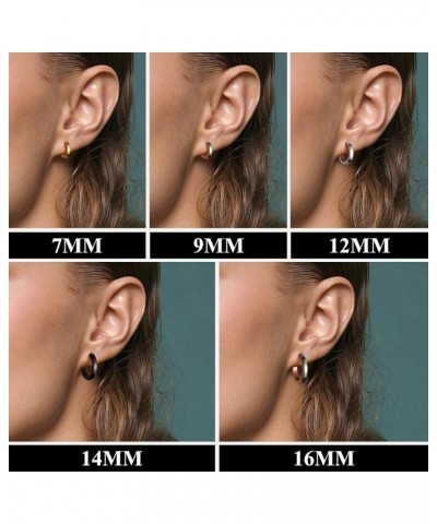 Classic 3/4/5 Pairs Hoop Earrings Set for Men and Women 3mm Wide Stainless Steel Huggie Hoop Earring Hypoallergenic Minimalis...