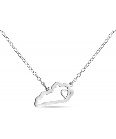 925 Sterling Silver Necklace American USA State Pendant Necklace KY Kentucky Home is Where The Heart is .This Silver Pendant ...