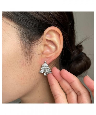 Christmas Snowflake Earrings for Women Sparkly CZ Winter Snowflake Pearl Tree Stud Earrings Christmas Holiday Gifts B-Silver ...