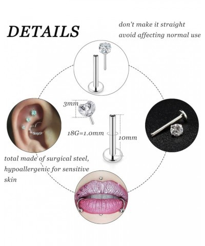 20G 18G 16G Push in Lip Rings Stainless Surgical Steel Labret Jewelry Monroe Lip Rings Nail Cartilage Tragus Helix Earrings S...