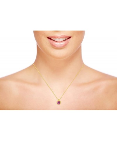 10K Yellow Gold 6mm Round Rope Frame Rabbit Ear 18" Rope Chain Necklace Pink Topaz Yellow Gold $41.54 Necklaces