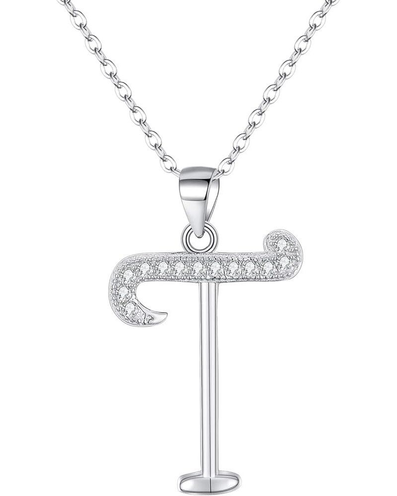 925 Sterling Silver CZ Cursive Initial 26 Letters Alphabet Adjustable Pendant Necklace Clear T $11.18 Necklaces