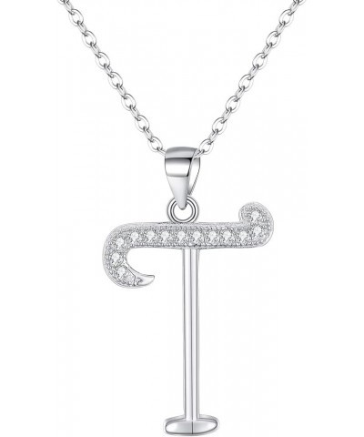 925 Sterling Silver CZ Cursive Initial 26 Letters Alphabet Adjustable Pendant Necklace Clear T $11.18 Necklaces