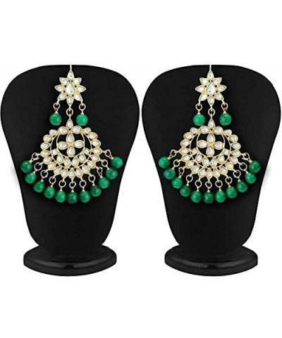 Indian Traditional Maang Tikka with Kundan Necklace Earrings Set Ethnic Wedding Party Designer Jewelry for Women Green 1 $15....