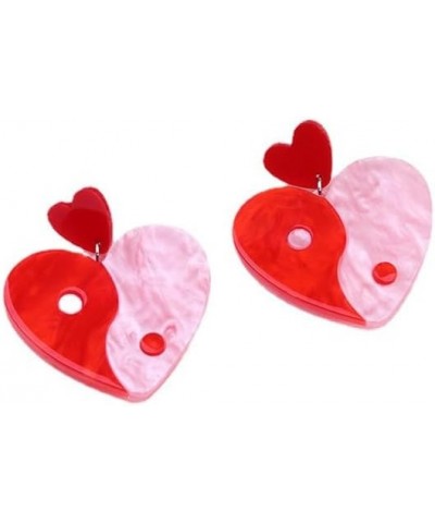 Valentine's Day Earrings for Women Pink Heart Earrings Double Heart Earrings for Girls Red Heart Earrings Resin Acrylic Love ...