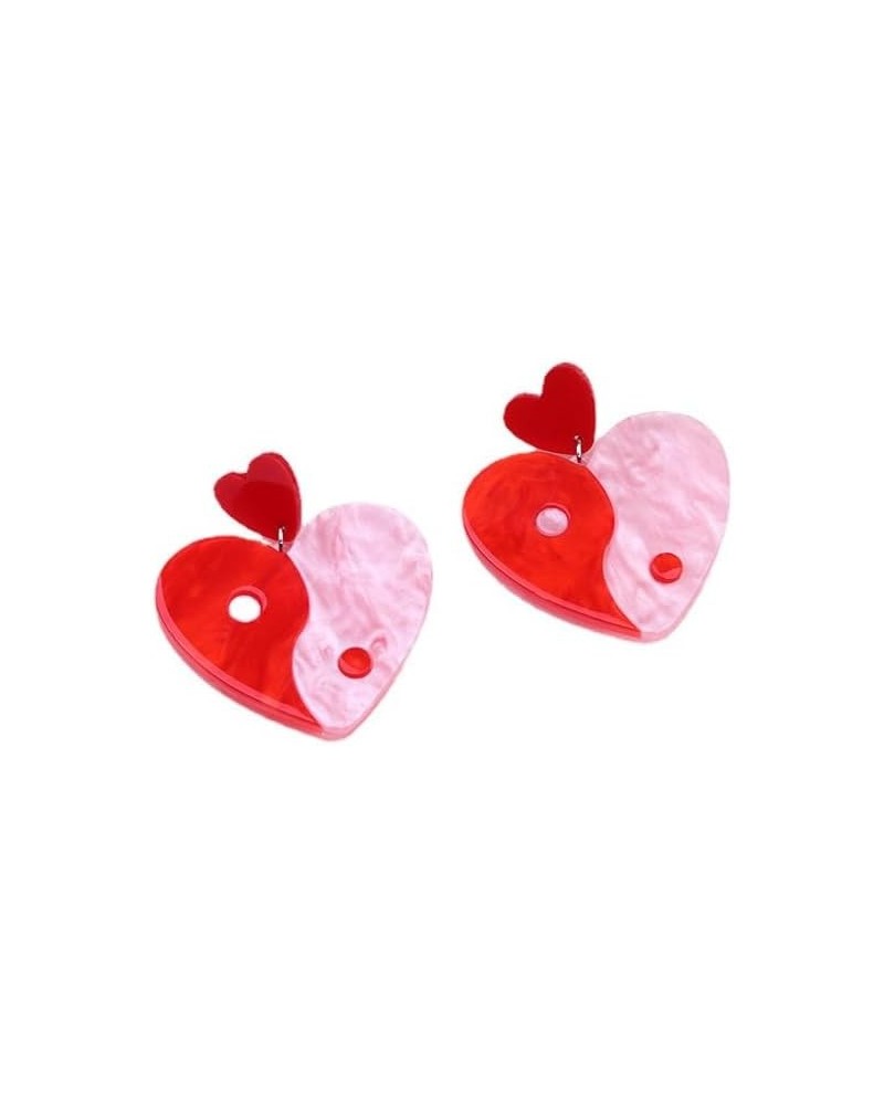 Valentine's Day Earrings for Women Pink Heart Earrings Double Heart Earrings for Girls Red Heart Earrings Resin Acrylic Love ...