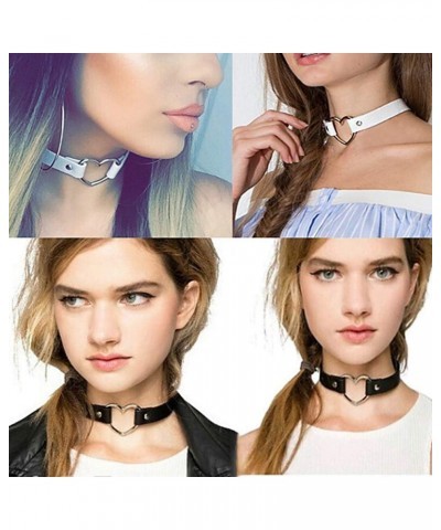 Love Heart Adjustable Leather Choker Punk PU Necklace Goth Choker Soft Collar Chain for Women Girls Heart-PinkBlue $7.07 Neck...