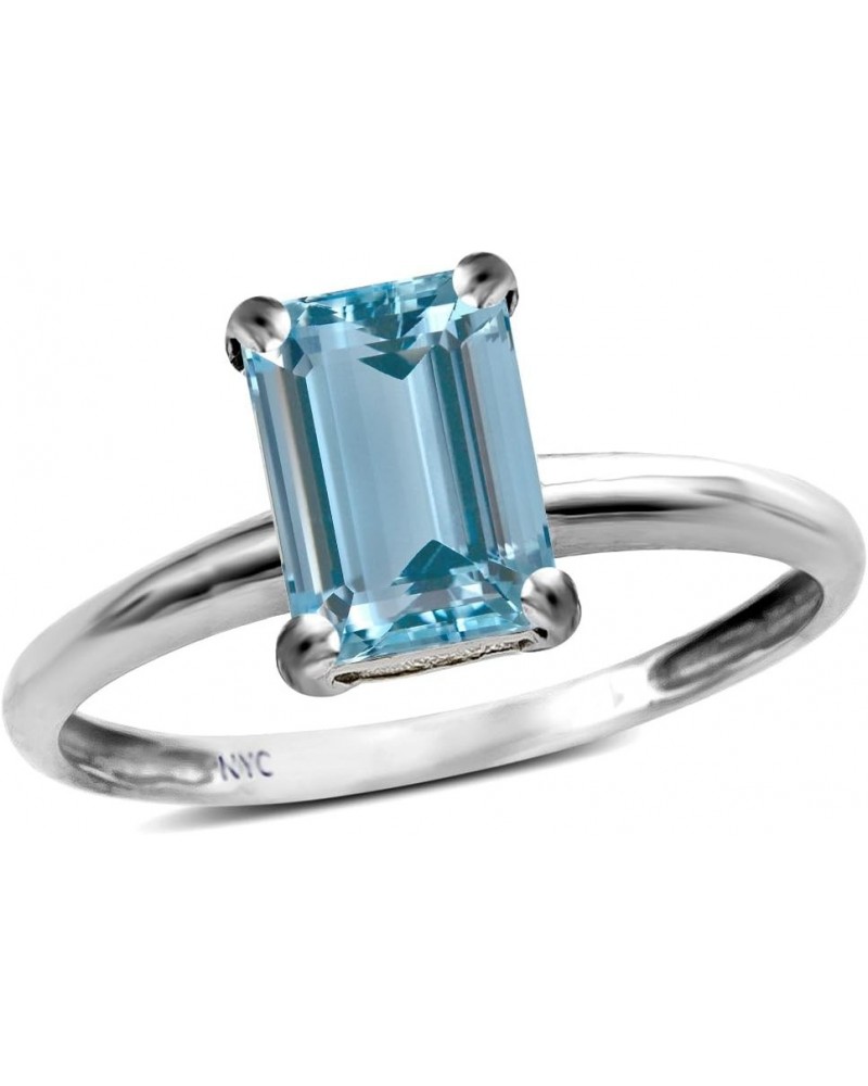 Solid 10k Gold Classic Octagon Emerald Cut 8x6mm Solitaire Engagement Promise Ring Sky Blue Topaz $119.69 Rings