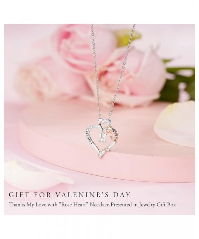 Necklaces for Women Girls Gifts - Rose Heart Initial Pendant Necklaces for Women Teen Girls Jewelry Christmas Valentines Anni...