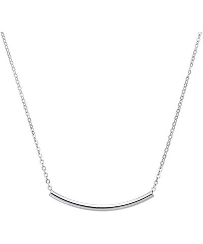 Adabele 1pc Authentic Sterling Silver Tube Necklace Dainty Cute Long Curved Bar Layering Jewelry Hypoallergenic Nickel Free W...