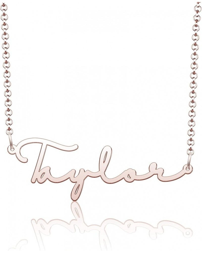 Name Necklace Personalized Gold Custom Name Plate Necklace Sterling Silver Taylor-Rose Gold $19.37 Necklaces